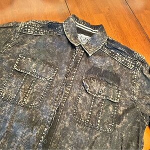 Affliction Black Premium Shirt Mens XL Black/Brown Embroidered Button Up